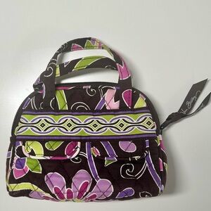 Vera Bradley quilted  floral mini bag - handbag- purse makeup bag Purple Punch